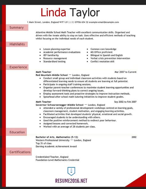 examples of excellent teacher resumes.